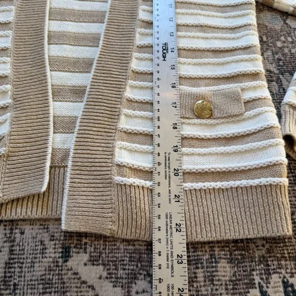J. Crew Factory Tan and Cream Striped Cardigan - Picture 5 of 9